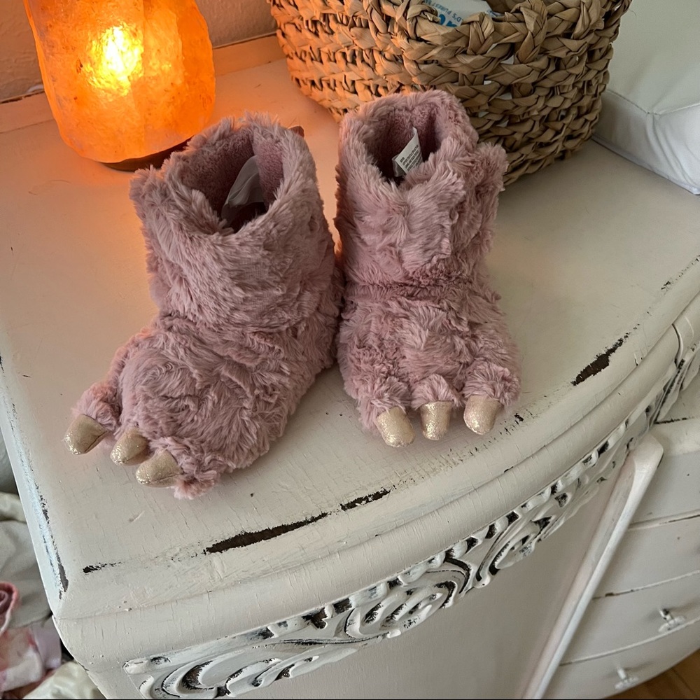 Pink monster slippers - toddler